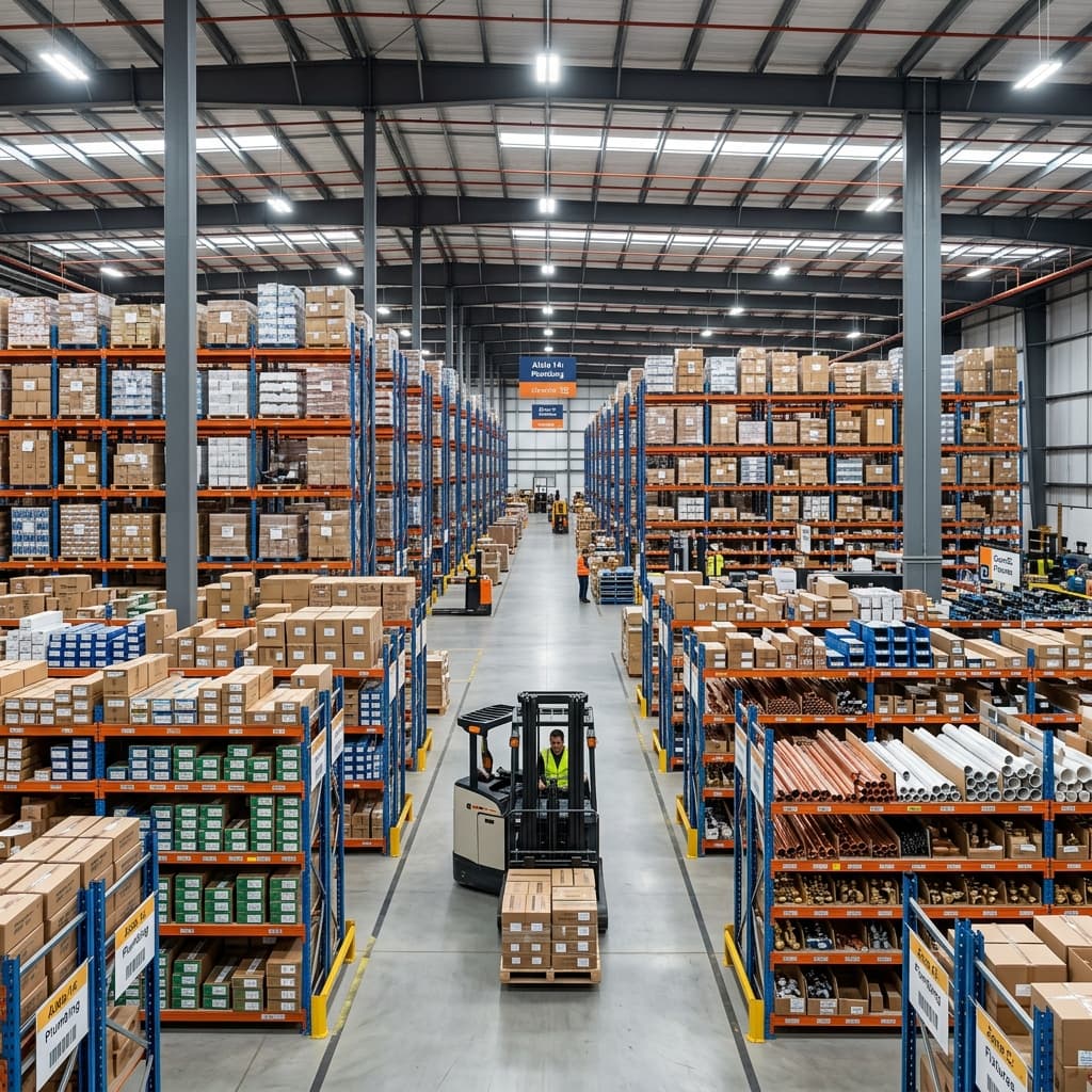 Entrepôt moderne de Slaaty rempli de stock